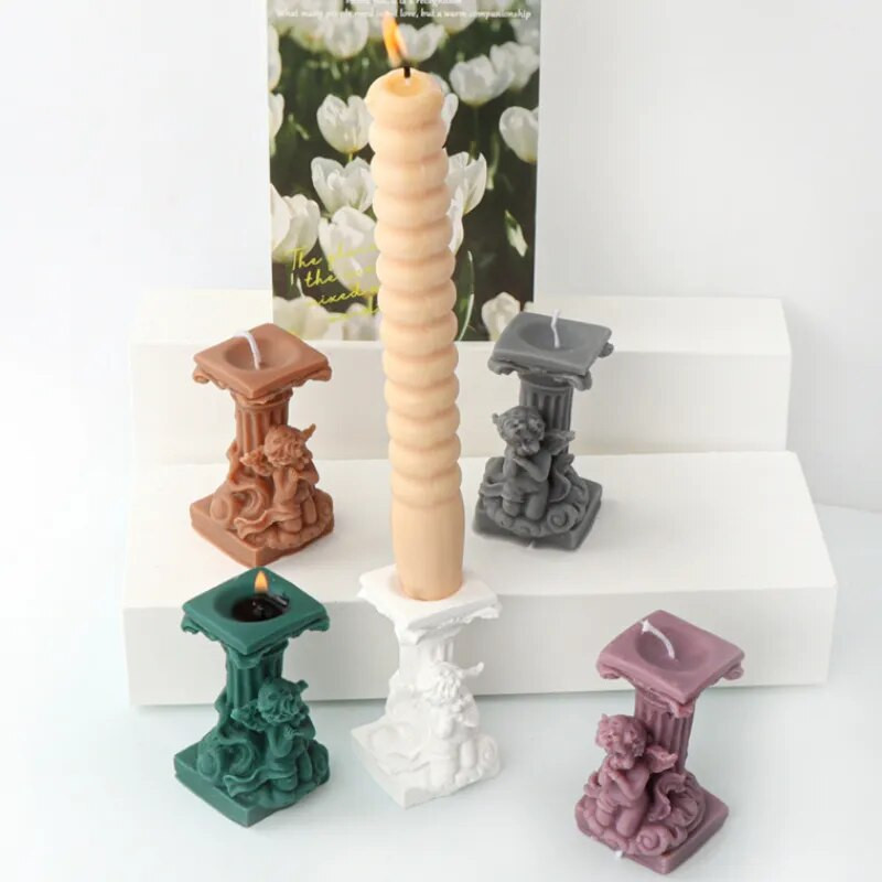 Jauns eņģelis romiešu kolonna svece silikona veidne DIY cilvēka ķermeņa stabs ziepju ģipša svečturis šokolādes veidņu izgatavošana rakstāmgalda dekors
