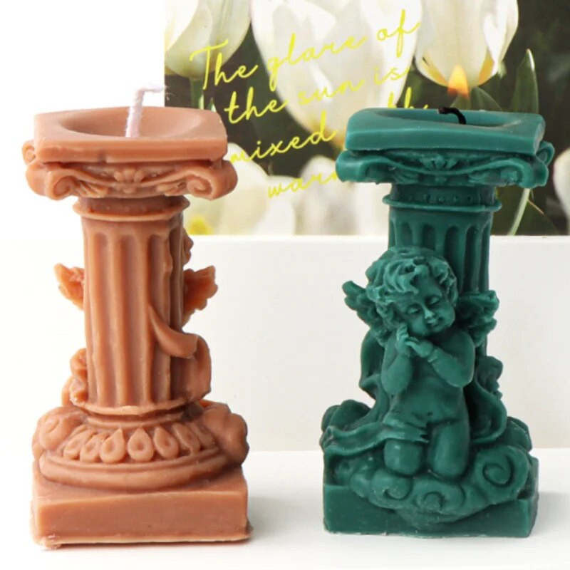 Jauns eņģelis romiešu kolonna svece silikona veidne DIY cilvēka ķermeņa stabs ziepju ģipša svečturis šokolādes veidņu izgatavošana rakstāmgalda dekors