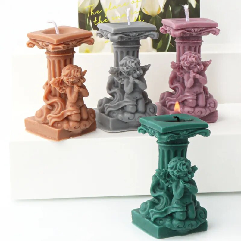 Jauns eņģelis romiešu kolonna svece silikona veidne DIY cilvēka ķermeņa stabs ziepju ģipša svečturis šokolādes veidņu izgatavošana rakstāmgalda dekors