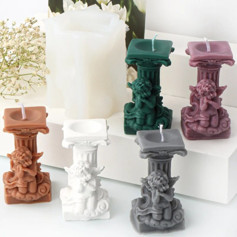 Jauns eņģelis romiešu kolonna svece silikona veidne DIY cilvēka ķermeņa stabs ziepju ģipša svečturis šokolādes veidņu izgatavošana rakstāmgalda dekors