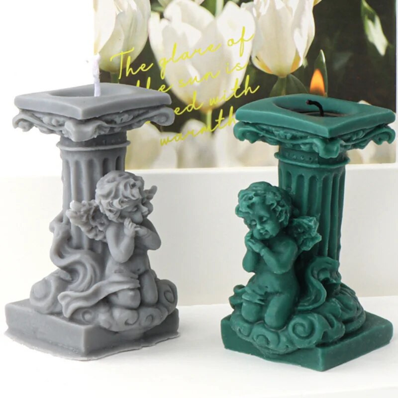 Jauns eņģelis romiešu kolonna svece silikona veidne DIY cilvēka ķermeņa stabs ziepju ģipša svečturis šokolādes veidņu izgatavošana rakstāmgalda dekors