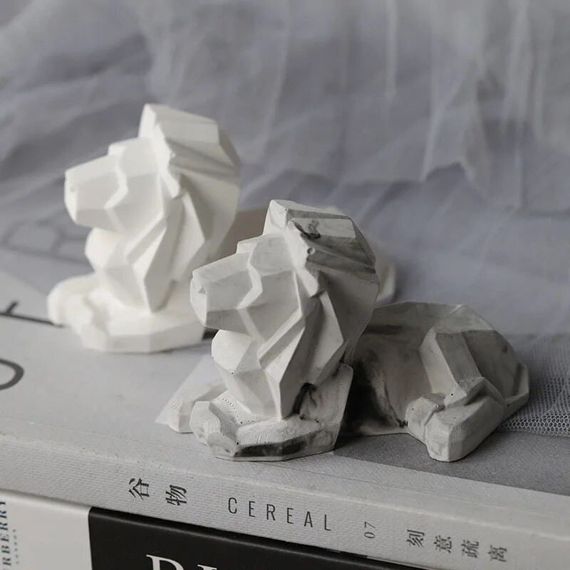 DIY Lion ģeometrisko sveču dekorēšana silikona veidne Dzīvnieku formas ziepju veidne ar rokām gatavotas dāvanas mājas dekorēšanai silikona sveķu veidne