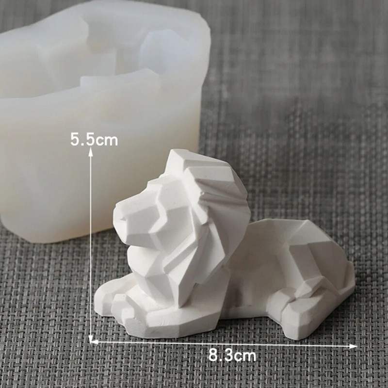 DIY Lion ģeometrisko sveču dekorēšana silikona veidne Dzīvnieku formas ziepju veidne ar rokām gatavotas dāvanas mājas dekorēšanai silikona sveķu veidne