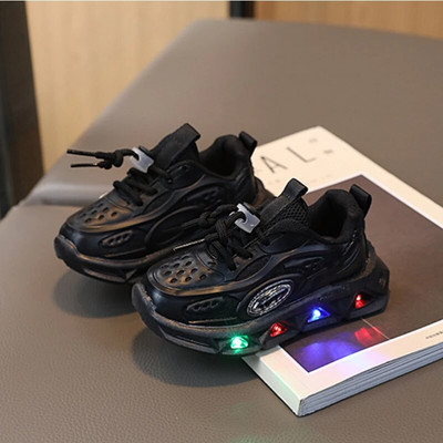 Jaunas LED bērnu kvēlojošās kurpes Bērnu gaišās kedas zēniem apgaismes skriešanas apavi bērniem, elpojošas sieta kedas 21-30 izmērs