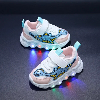Обувки за тенис LED детски маратонки Cartoon Boy Ежедневни маратонки за момче Детски обувки за момиче Мрежеста дишаща обувка Бебешки светещи обувки