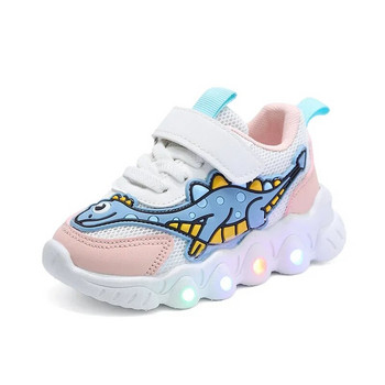 Обувки за тенис LED детски маратонки Cartoon Boy Ежедневни маратонки за момче Детски обувки за момиче Мрежеста дишаща обувка Бебешки светещи обувки