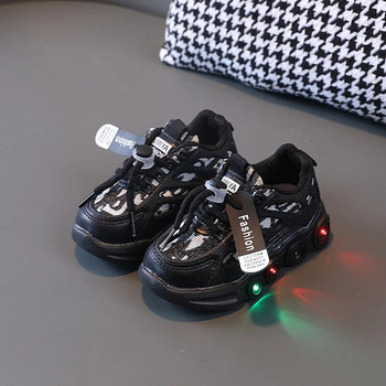 Маратонки Детски модни LED светлинни обувки Letter Webbing Mesh Breathable1-6years Old Luminous Shoes Ежедневни спортни обувки Обувки за момчета