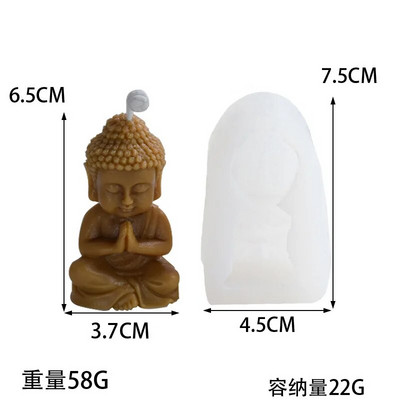 3D Budas silikona sveces veidne Amitabha Buddha maza Budas silikona veidne vīraka veidnei ar Budas formas rokām darinātiem ziepju rotājumiem