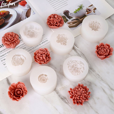 За забавление 3D Направи си сам Божур Цветя Карамфил Силиконова форма Свещи за торта Фондан Ароматизирани свещи Ръчно изработена форма за сапун за Свети Валентин
