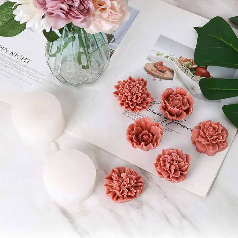 Lõbusaks 3D DIY Pojeng Lilled Nelk Silikoonvormi Kook Fondant Küünlad Lõhnaküünlad Käsitsi valmistatud sõbrapäeva seebivorm