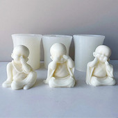 Jauki mazie mūki aromterapijas sveces silikona veidne DIY smaidošs mūks Budas svece auto ornaments ģipša pelējuma kūka cepšanas dekors