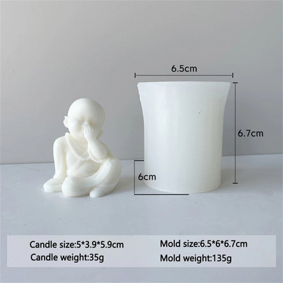 Jauki mazie mūki aromterapijas sveces silikona veidne DIY smaidošs mūks Budas svece auto ornaments ģipša pelējuma kūka cepšanas dekors