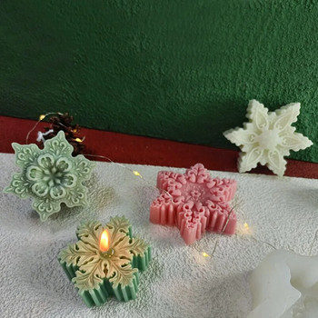 3D Коледна снежинка Силиконова форма за свещи Коледна украса Гипсова смола Инструмент за отливане Направи си сам Шоколадово кубче Лед за печене Molud