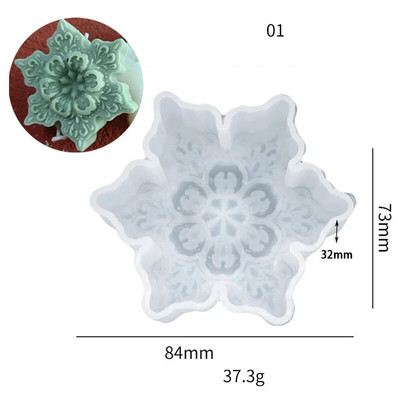 3D Božićna pahulja Silikonski kalup za svijeće Božićni ukrasi Alat za lijevanje od gipsane smole DIY Modul za pečenje čokoladnih kockica leda
