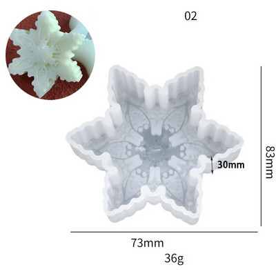3D Božićna pahulja Silikonski kalup za svijeće Božićni ukrasi Alat za lijevanje od gipsane smole DIY Modul za pečenje čokoladnih kockica leda