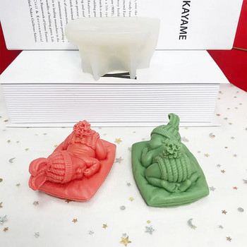 За забавление 3D Спяща бебешка свещ Силиконова форма Форма за фондан от шоколадови бонбони Ръчно изработена форма за сапунена свещ Инструмент за направа на гипсова смола