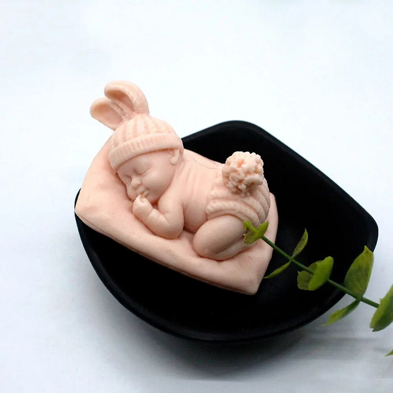 Lõbusaks 3D-magamisküünla silikoonvorm šokolaadikommi fondantvorm Käsitsi valmistatud seebiküünlavormi krohvivaigu valmistamise tööriist