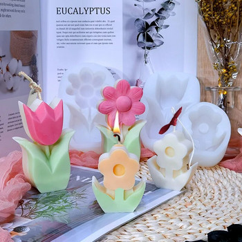 Λουλούδι Κερί Αρωματοθεραπείας Καλούπι σιλικόνης Tulip Daisy Candle Soap Mold DIY Candle Making Gypsum Resin Mold Διακόσμηση σπιτιού