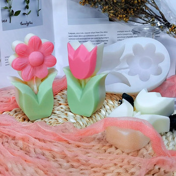 Λουλούδι Κερί Αρωματοθεραπείας Καλούπι σιλικόνης Tulip Daisy Candle Soap Mold DIY Candle Making Gypsum Resin Mold Διακόσμηση σπιτιού