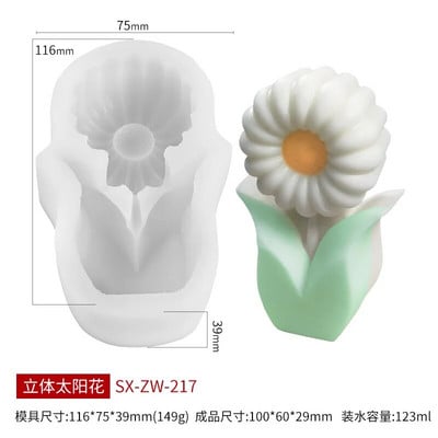 Lillede aroomiteraapia küünal silikoonvorm Tulbi karikakra küünla seebivorm DIY küünla valmistamine kipsvaigust vormi kodukaunistus