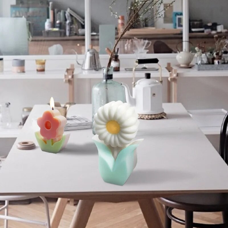 Lillede aroomiteraapia küünal silikoonvorm Tulbi karikakra küünla seebivorm DIY küünla valmistamine kipsvaigust vormi kodukaunistus