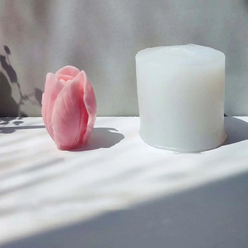 3D триизмерна форма за пъпки на лалета Форма за свещи Направи си сам Десерт Фондан Цветя Форма за печене на шоколад