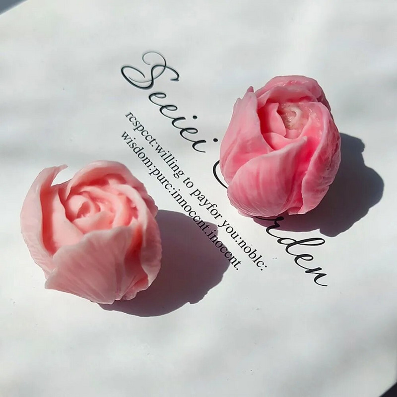 3D trimatis tulpių pumpurų formelės žvakių formelės „pasidaryk pats“ desertas, gėlės, šokolado kepimo forma