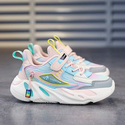 Bērnu apavi meiteņu kedas sieta elpojošas bērnu sporta apavi Modes rozā ikdienas ikdienas skriešanas tenisa čības zēniem