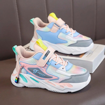 Bērnu apavi meiteņu kedas sieta elpojošas bērnu sporta apavi Modes rozā ikdienas ikdienas skriešanas tenisa čības zēniem