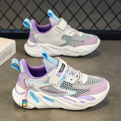 Bērnu apavi meiteņu kedas sieta elpojošas bērnu sporta apavi Modes rozā ikdienas ikdienas skriešanas tenisa čības zēniem