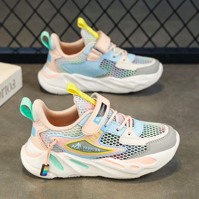 Bērnu apavi meiteņu kedas sieta elpojošas bērnu sporta apavi Modes rozā ikdienas ikdienas skriešanas tenisa čības zēniem