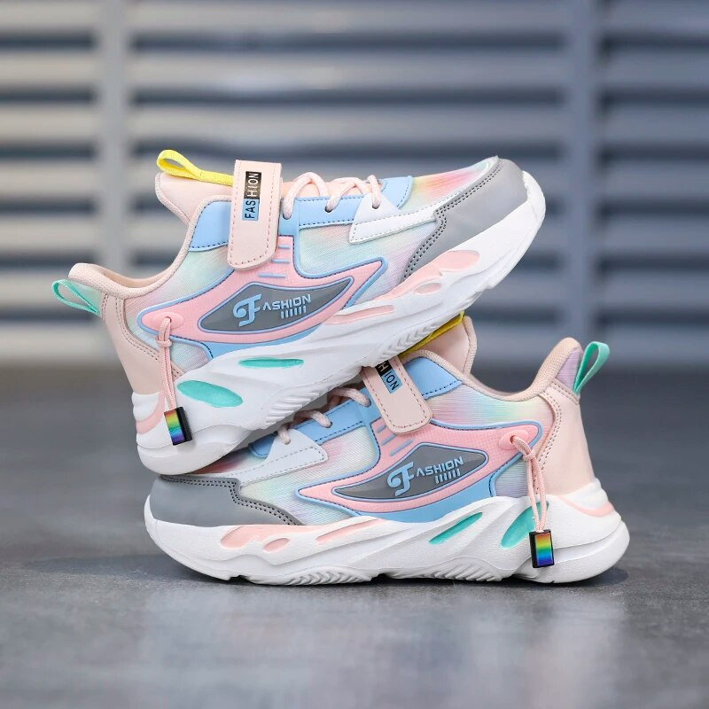 Bērnu apavi meiteņu kedas sieta elpojošas bērnu sporta apavi Modes rozā ikdienas ikdienas skriešanas tenisa čības zēniem