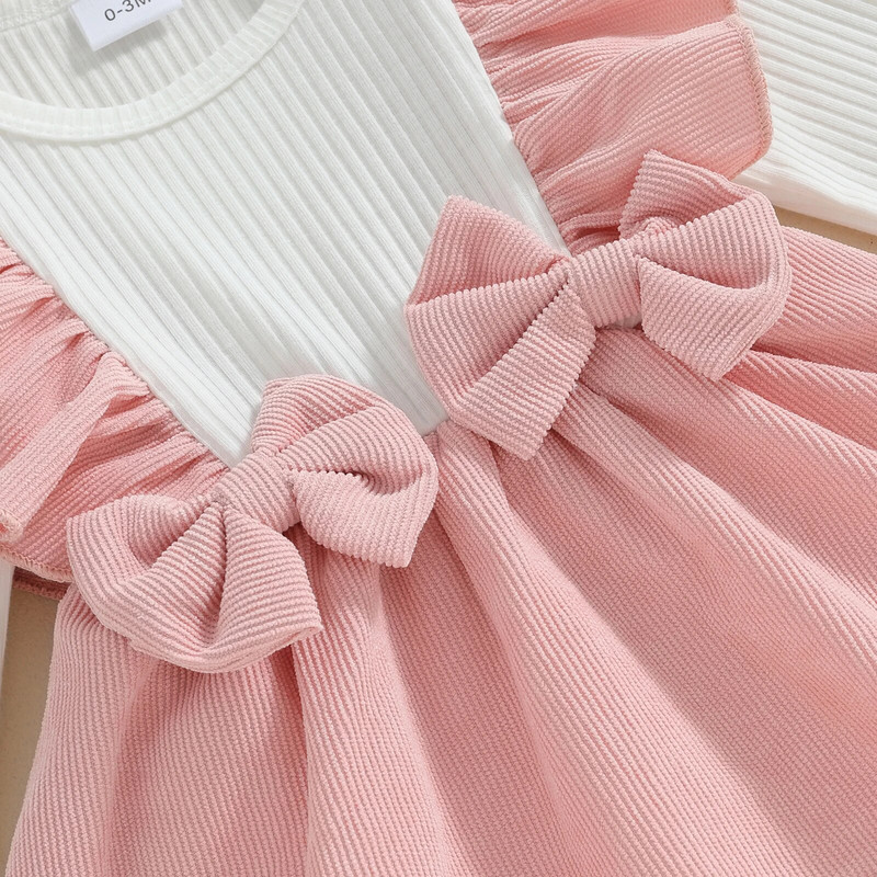 ma&baby 0-18M vastsündinu beebitüdruk, imiku väikelapse vibu pikkade varrukatega volangidega kombinesoon Sügiskevad armsad beebiriided D05