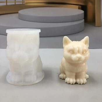 Сладка котка Bigfoot Силиконова форма за свещи 3D Pet Cat Гипсова смола Инструмент за правене на сапун Направи си сам Шоколадова ледена торта Комплект за печене Домашни занаяти