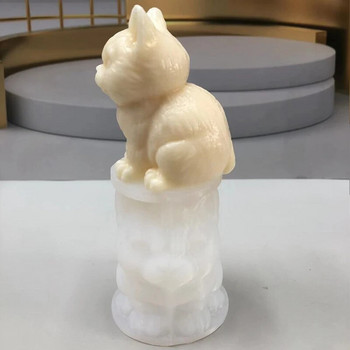 Сладка котка Bigfoot Силиконова форма за свещи 3D Pet Cat Гипсова смола Инструмент за правене на сапун Направи си сам Шоколадова ледена торта Комплект за печене Домашни занаяти