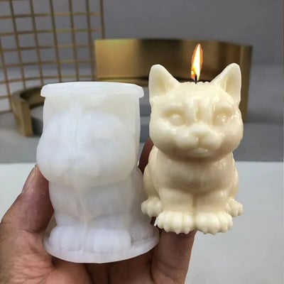 Miela Bigfoot Cat silikoninė žvakės forma 3D Pet Cat Gipso dervos muilo gaminimo įrankis "Pasidaryk pats" šokoladinių ledų pyragų kepimo rinkinys Namų amatai