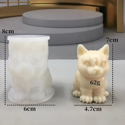 Aranyos nagylábú macska szilikon gyertyaforma 3D kisállat macska gipszgyanta szappankészítő eszköz barkácsolás csokoládé jégtorta sütőkészlet házi kézműves