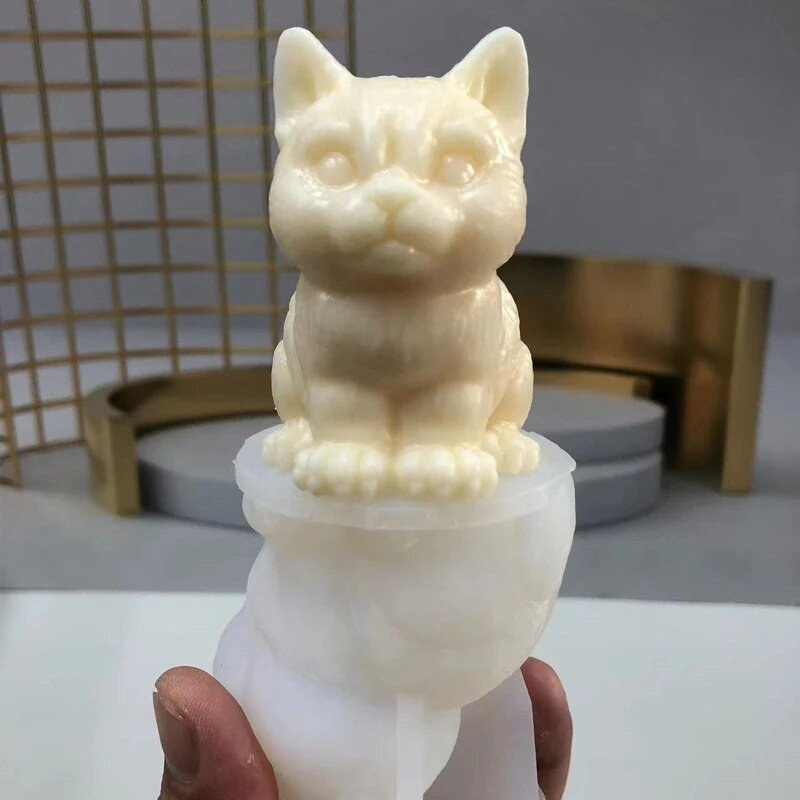 Aranyos nagylábú macska szilikon gyertyaforma 3D kisállat macska gipszgyanta szappankészítő eszköz barkácsolás csokoládé jégtorta sütőkészlet házi kézműves