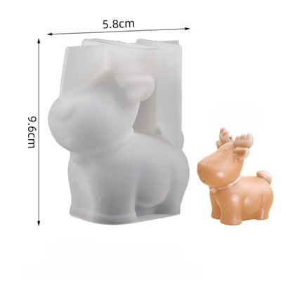 3D Kalėdų briedžiu kvepianti žvakė silikoninė forma „pasidaryk pats“ Kalėdų elnio žvakių forma gipso gipso tortas silikono žvakių forma