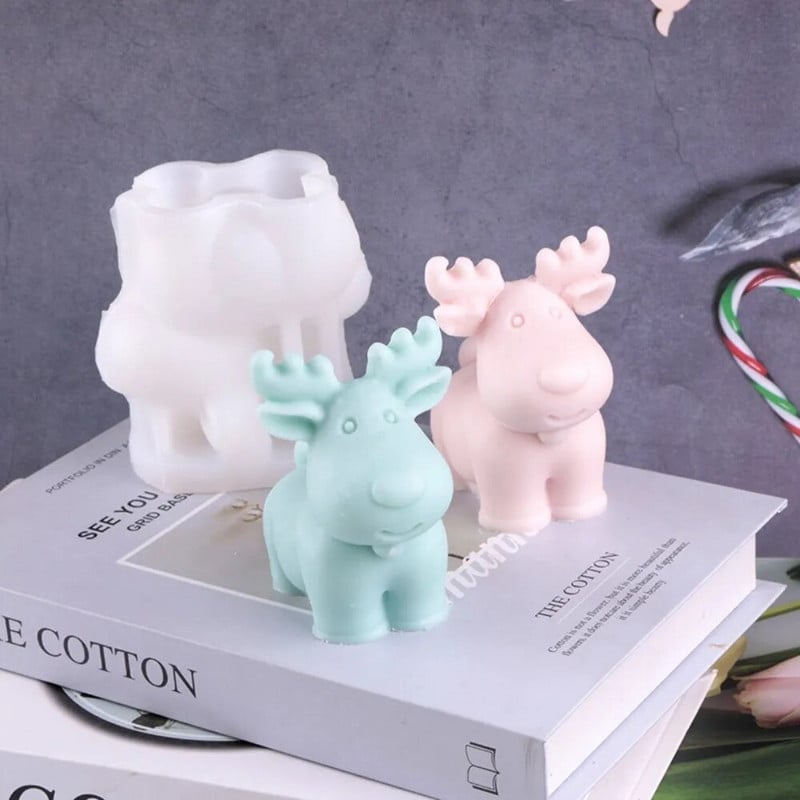 3D Kalėdų briedžiu kvepianti žvakė silikoninė forma „pasidaryk pats“ Kalėdų elnio žvakių forma gipso gipso tortas silikono žvakių forma