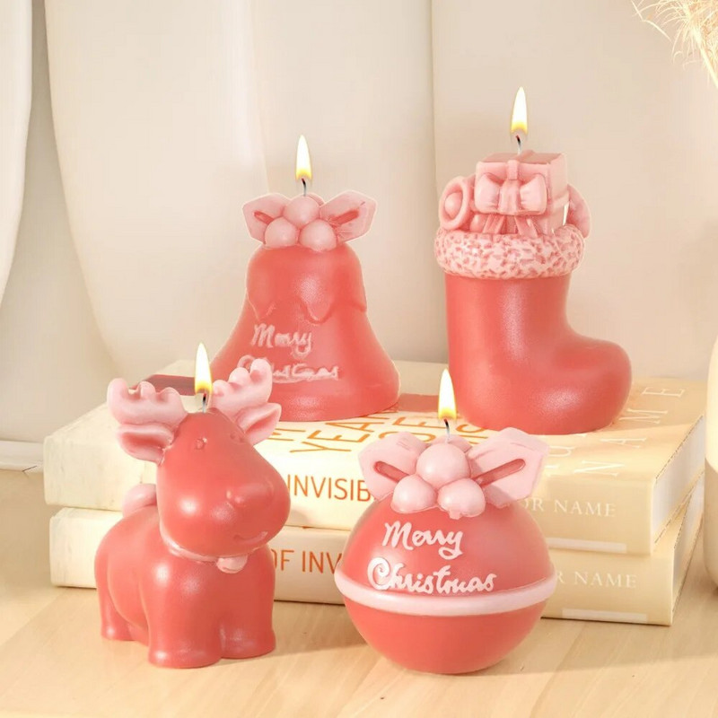 3D Kalėdų briedžiu kvepianti žvakė silikoninė forma „pasidaryk pats“ Kalėdų elnio žvakių forma gipso gipso tortas silikono žvakių forma