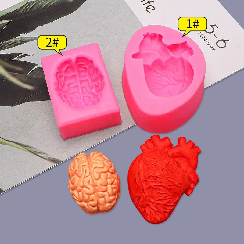 Širdies Smegenų Formos Silikoninės Formos Dervos Virtuvės Kepimo Įrankis Pasidaryk pats konditerijos pyragas Fondant Formos Desertas Šokoladinės Žvakės Papuošimas