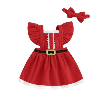 ma&baby 6M-4Y Χριστουγεννιάτικο νήπιο Παιδί Βρέφος Κοριτσάκια Κόκκινο φόρεμα Ζώνη για πάρτι Santa Φορέματα για πάρτι Χριστουγεννιάτικες στολές κοριτσιών D05