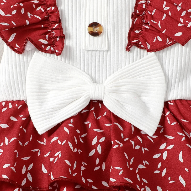 Mažylių mergaičių spausdinta suknelė Sweet Baby, ilgomis rankovėmis, raukiniai, rudeninė princesės suknelė ir galvos juosta