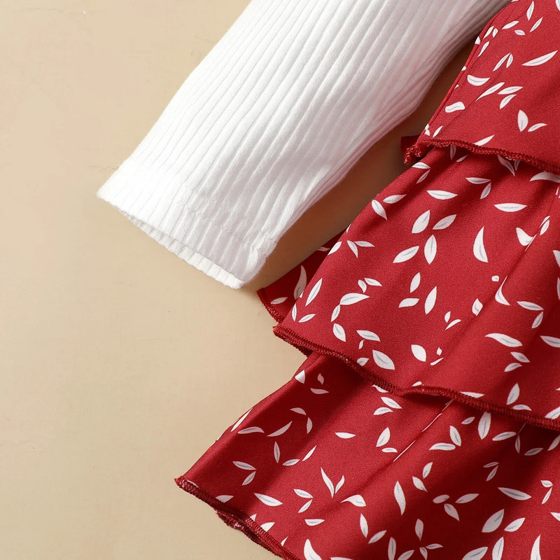 Mažylių mergaičių spausdinta suknelė Sweet Baby, ilgomis rankovėmis, raukiniai, rudeninė princesės suknelė ir galvos juosta