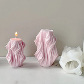 Bangos sukimosi kvapiosios žvakės silikoninės formos Geometrinės cilindrinės dervos gipso formos netaisyklingos juostelės kolonos formos žvakių gamyba