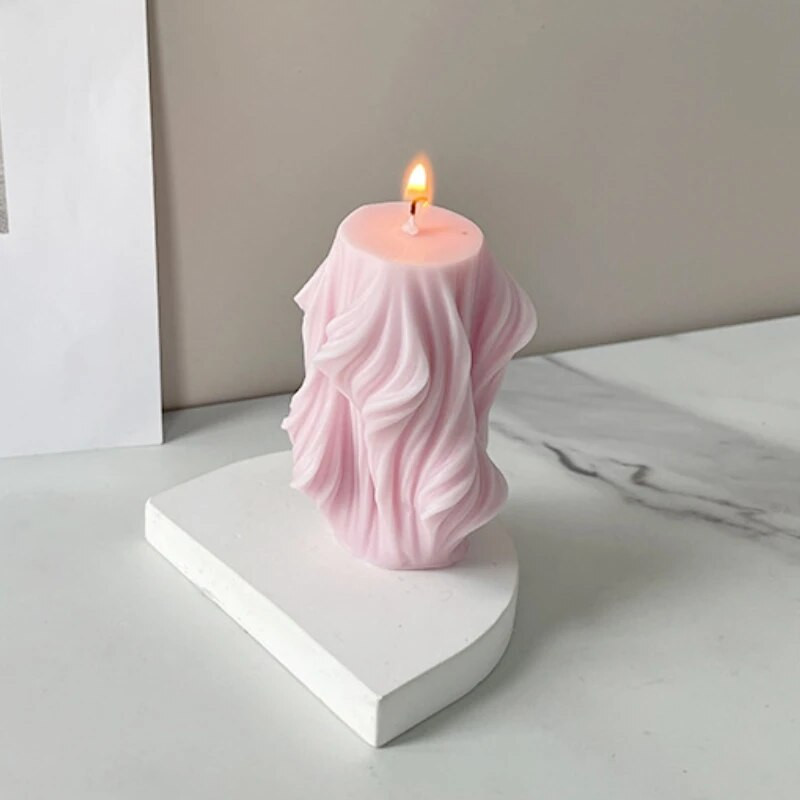 Bangos sukimosi kvapiosios žvakės silikoninės formos Geometrinės cilindrinės dervos gipso formos netaisyklingos juostelės kolonos formos žvakių gamyba