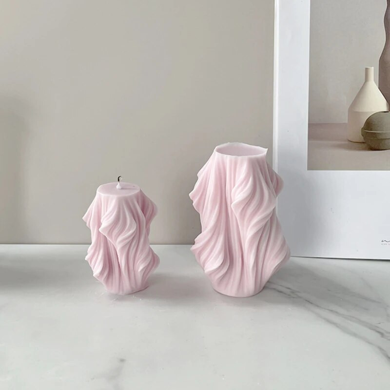 Bangos sukimosi kvapiosios žvakės silikoninės formos Geometrinės cilindrinės dervos gipso formos netaisyklingos juostelės kolonos formos žvakių gamyba