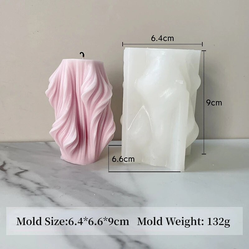 Bangos sukimosi kvapiosios žvakės silikoninės formos Geometrinės cilindrinės dervos gipso formos netaisyklingos juostelės kolonos formos žvakių gamyba