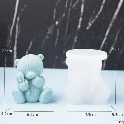 Rajzfilm szőtt medve gyertya szilikon forma barkácsolás állati szappangyanta gipsz baba készítő eszköz csokoládé jégkocka forma torta dekoráció ajándék